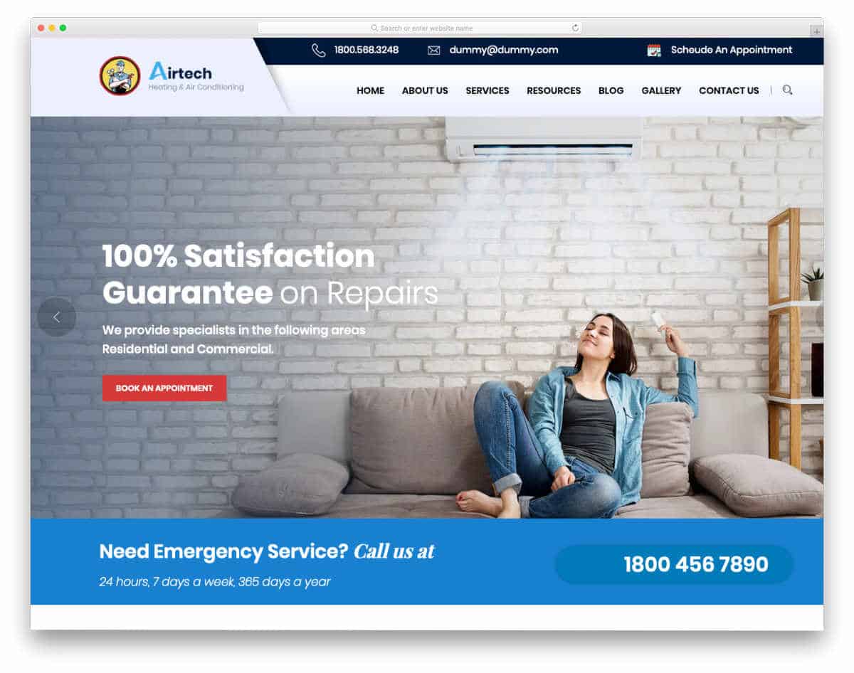 HVAC website template to provide better customer satisfaction