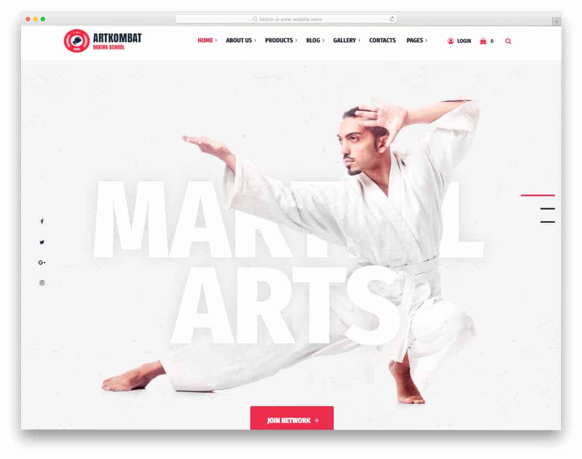 clean modern martial arts website templates