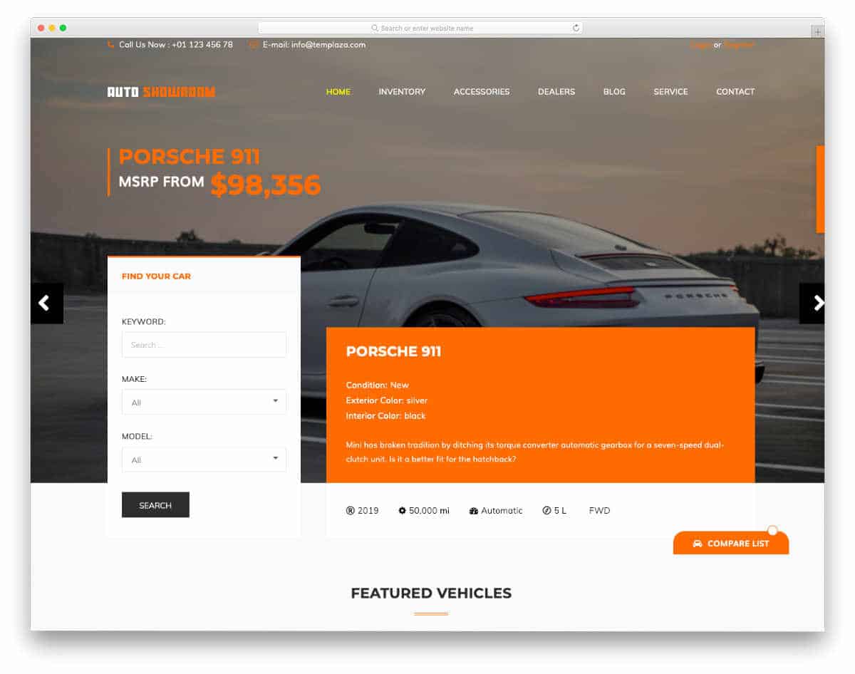 colorful car dealer website template