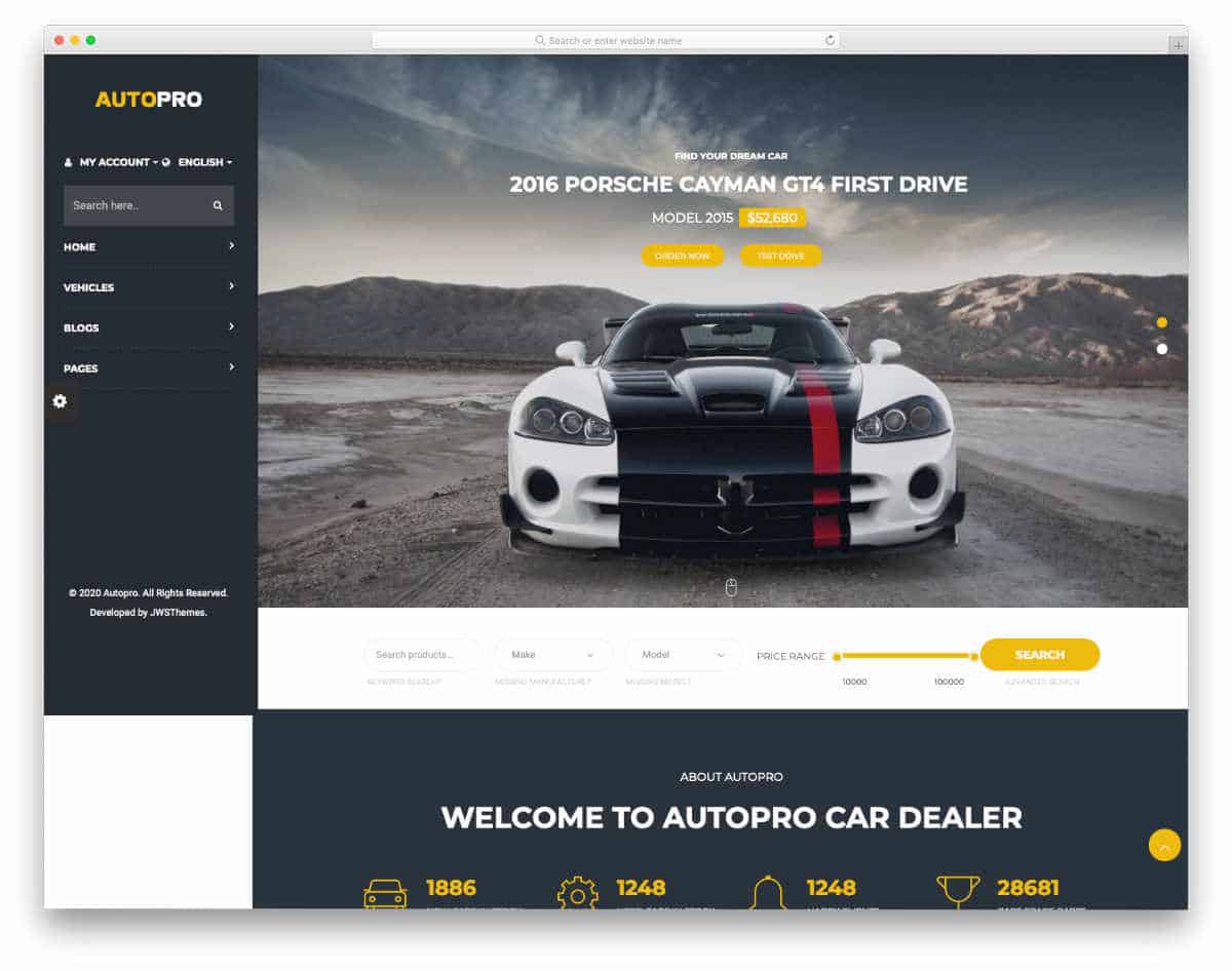 car dealer website template with multiple layouts