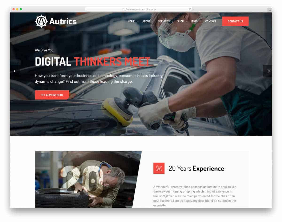 auto detailing website template with useful features