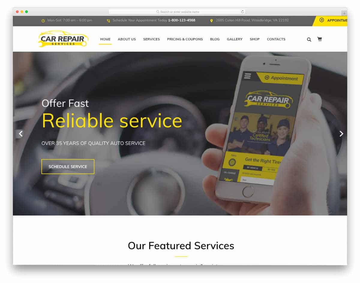 multipurpose car service website template