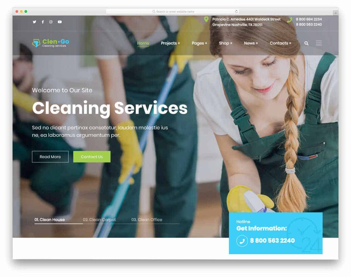 professional looking cleaning service business website template