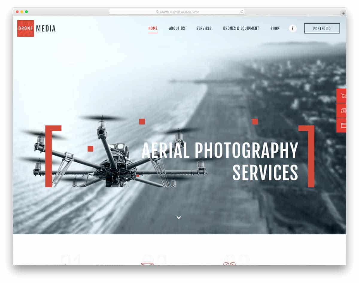 website template for drone video and photography service websites