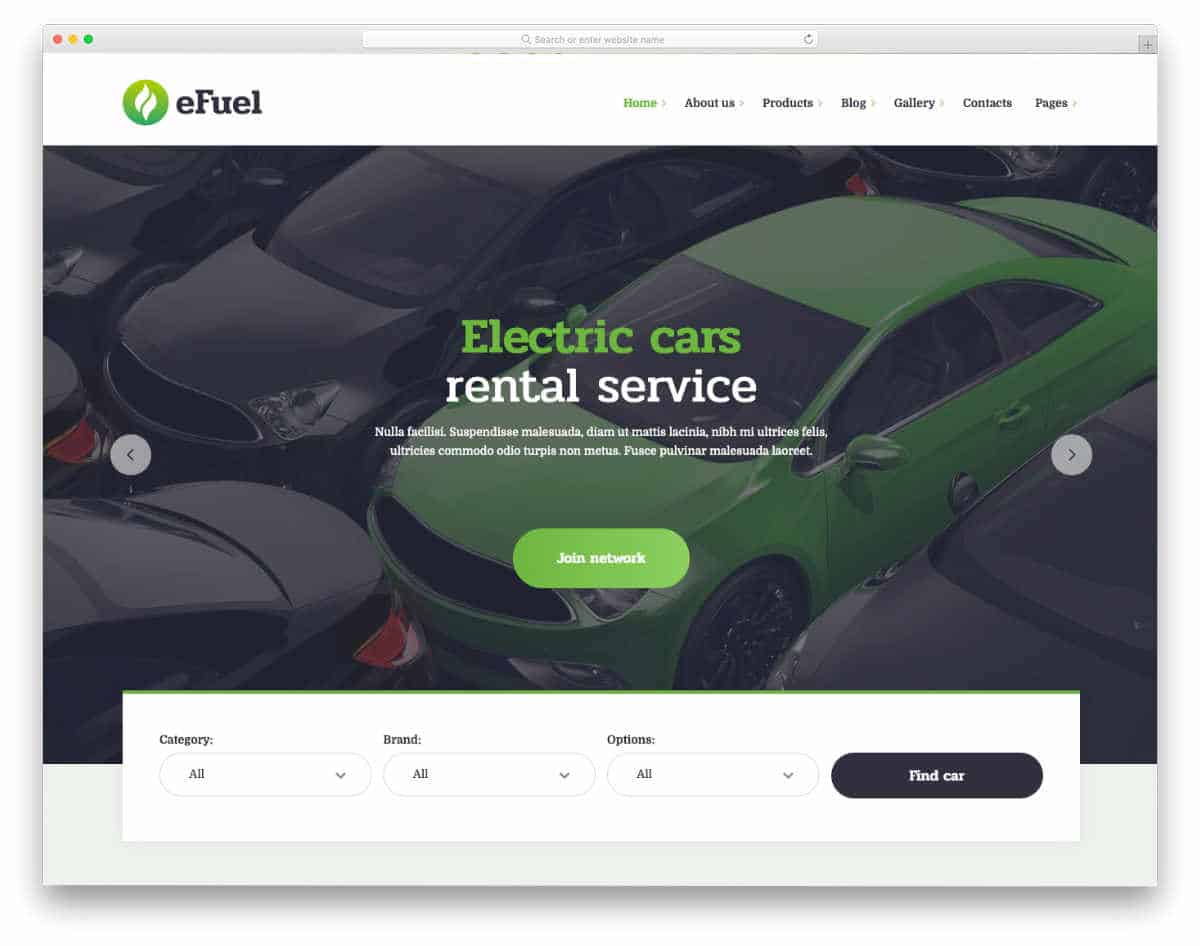 electric vehicle and equipment rental website template