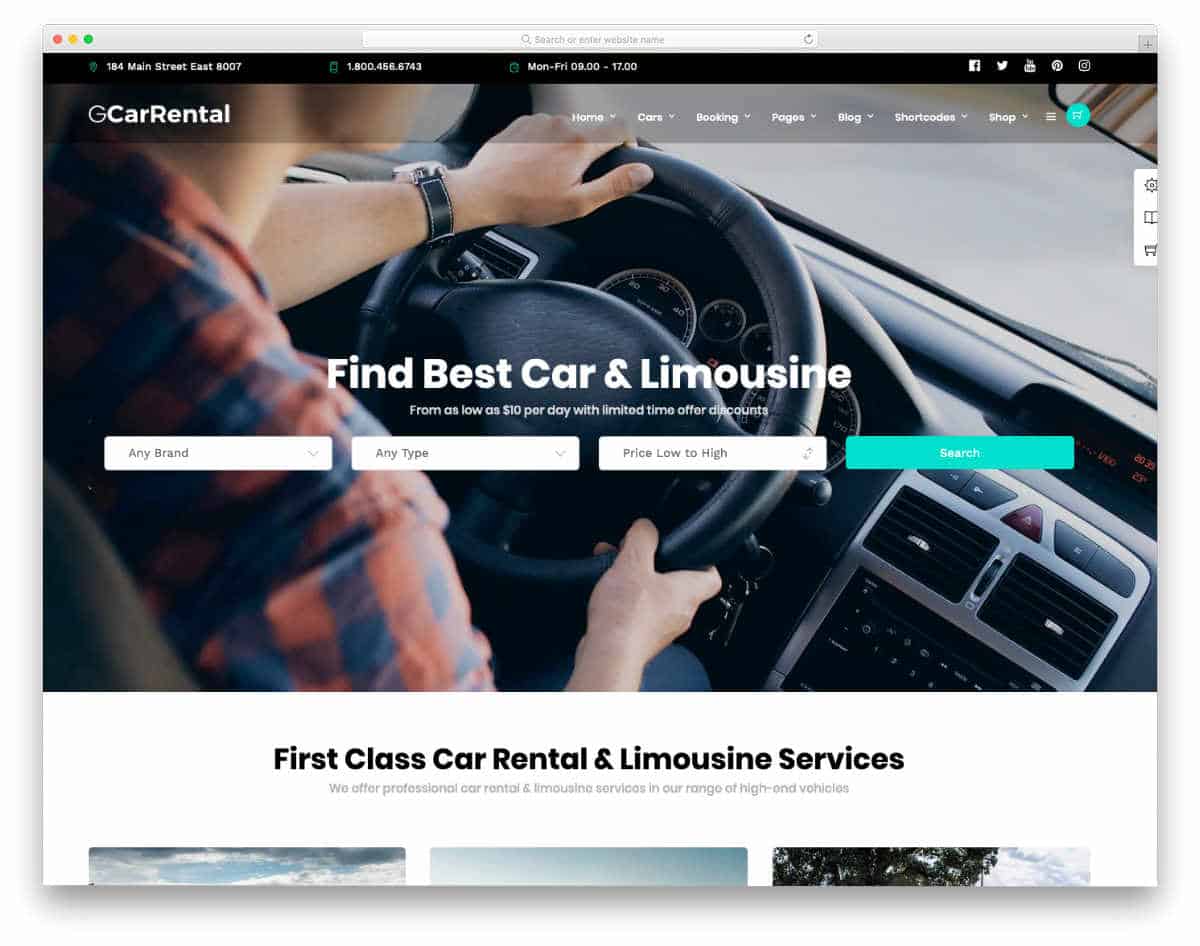 website template for car rental and car dealer websites
