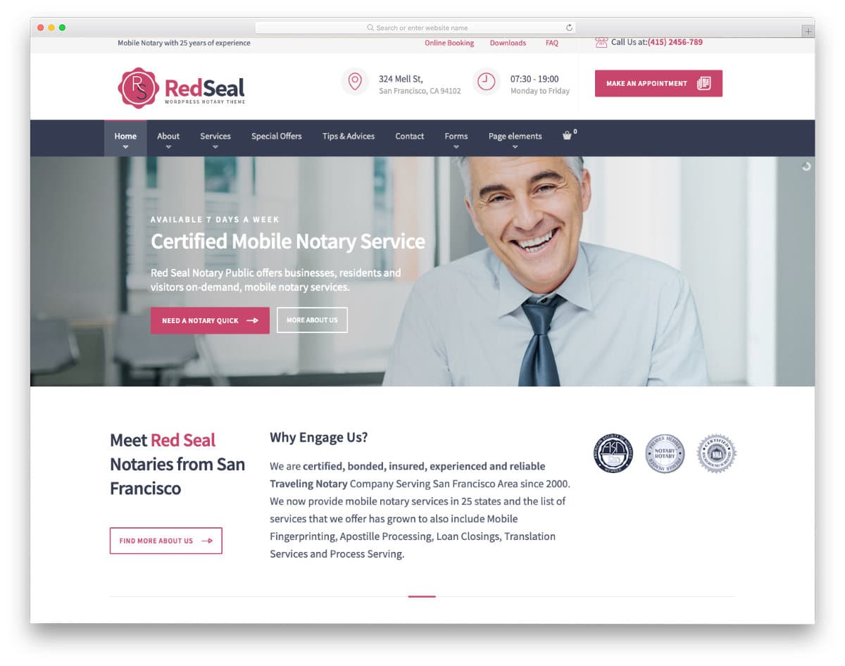 friendly notary website template