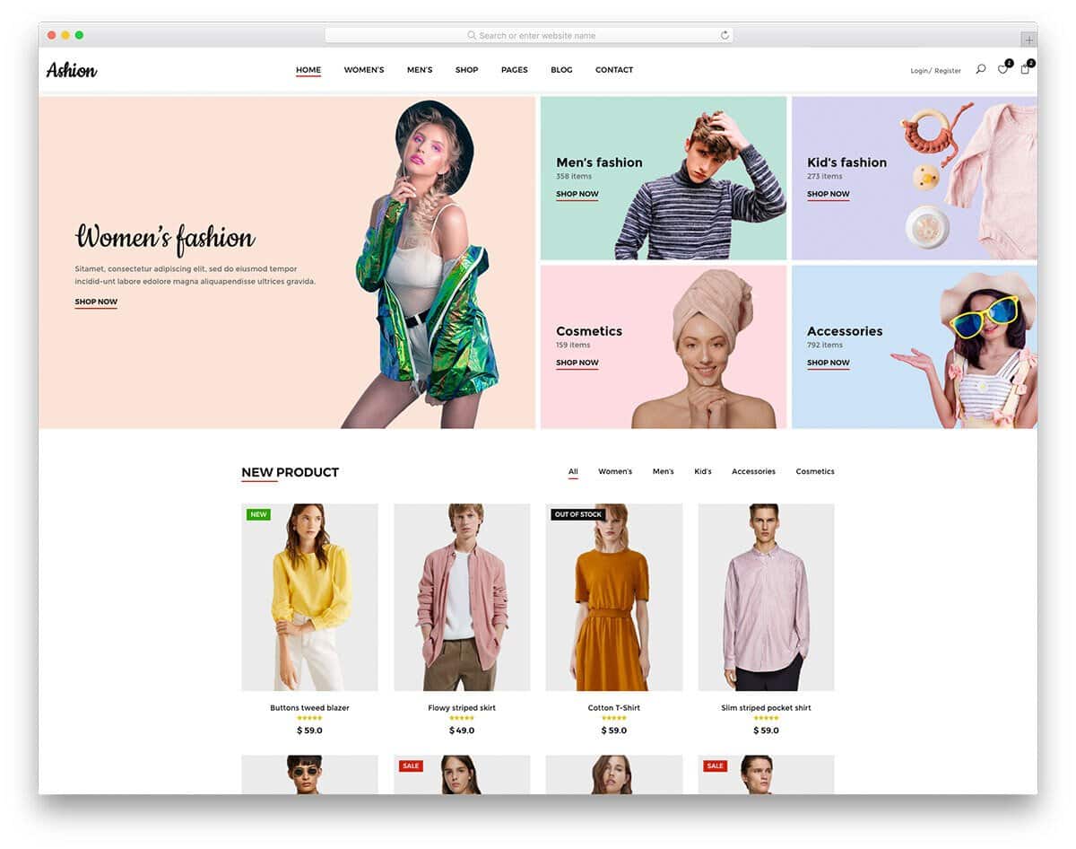 well-organized boutique store website template