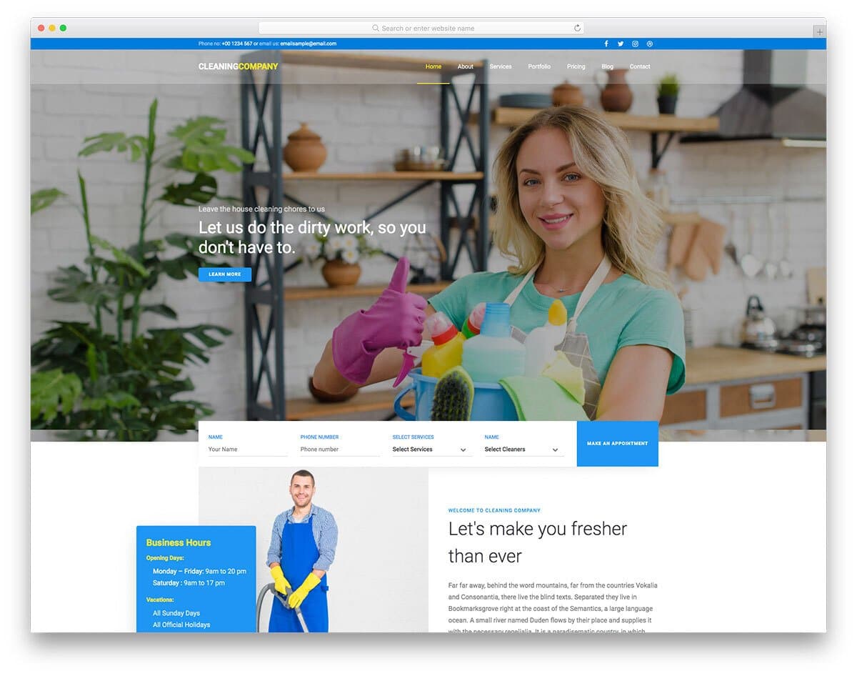 cleaning website template