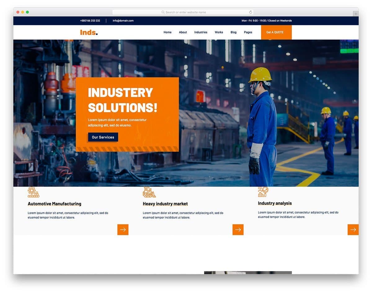 modern industrial website template