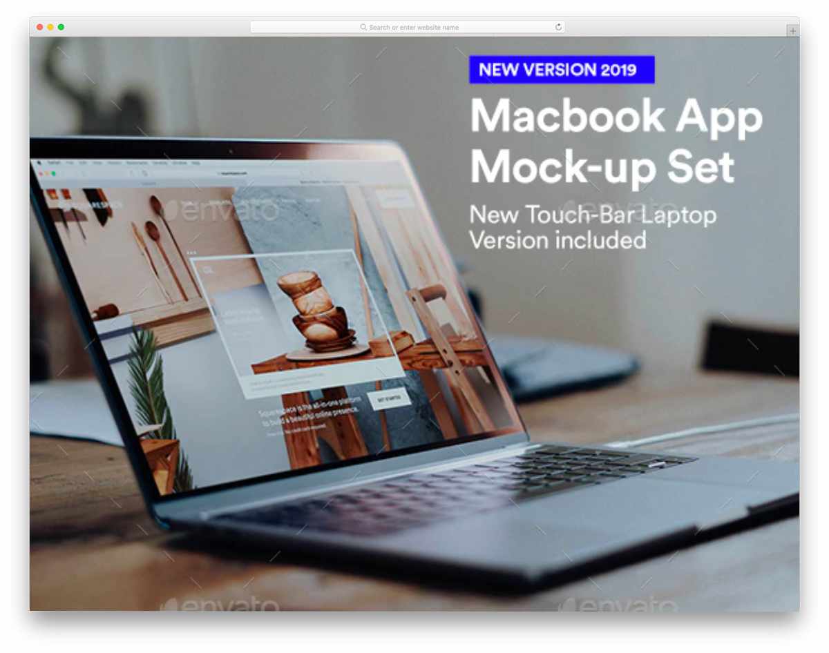 macbook mockup with a casual scene