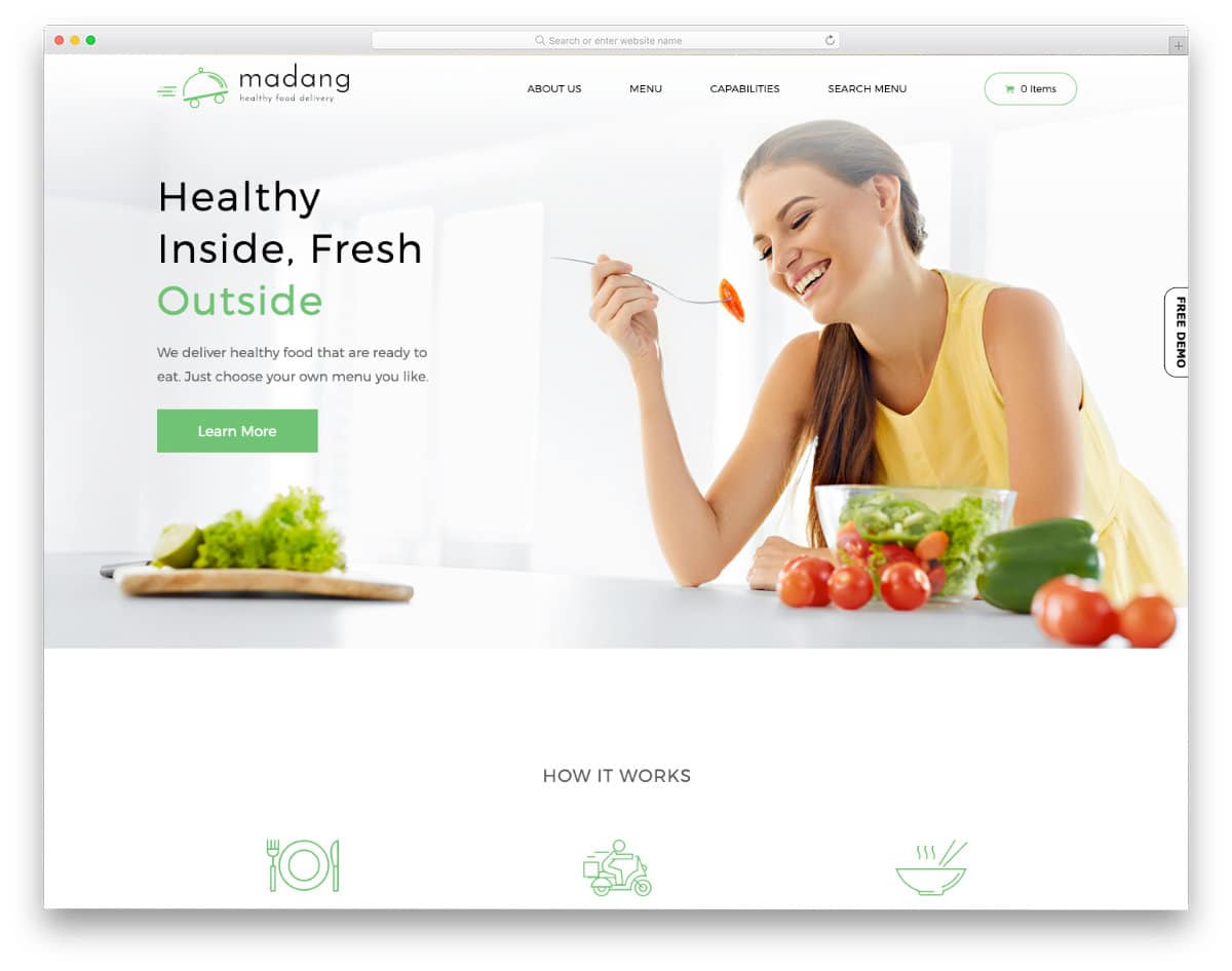 clean food website template