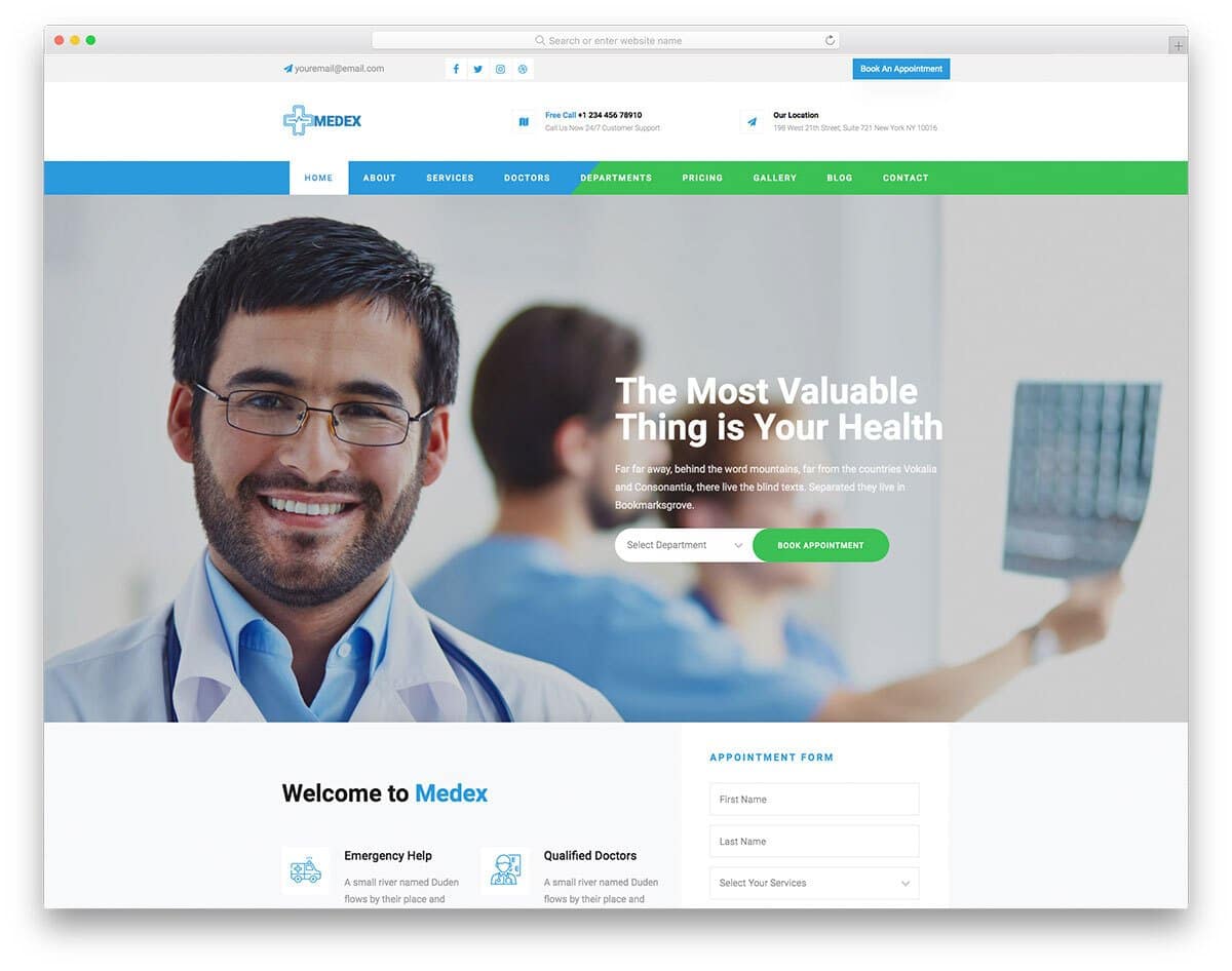 fully functional medical website template
