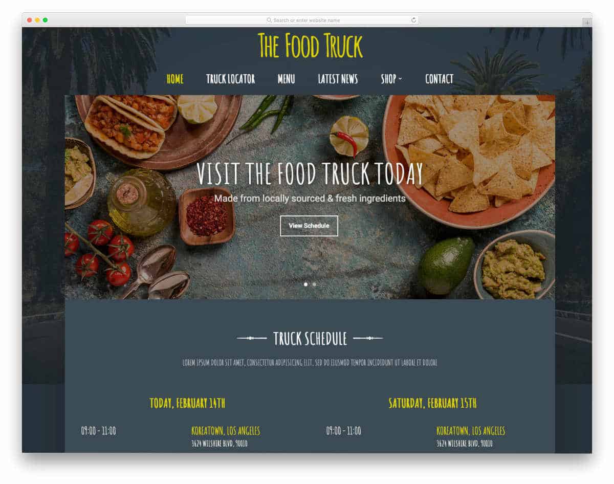 simple food truck website template