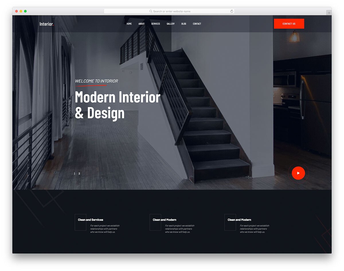 interior design website template with an artistic touch