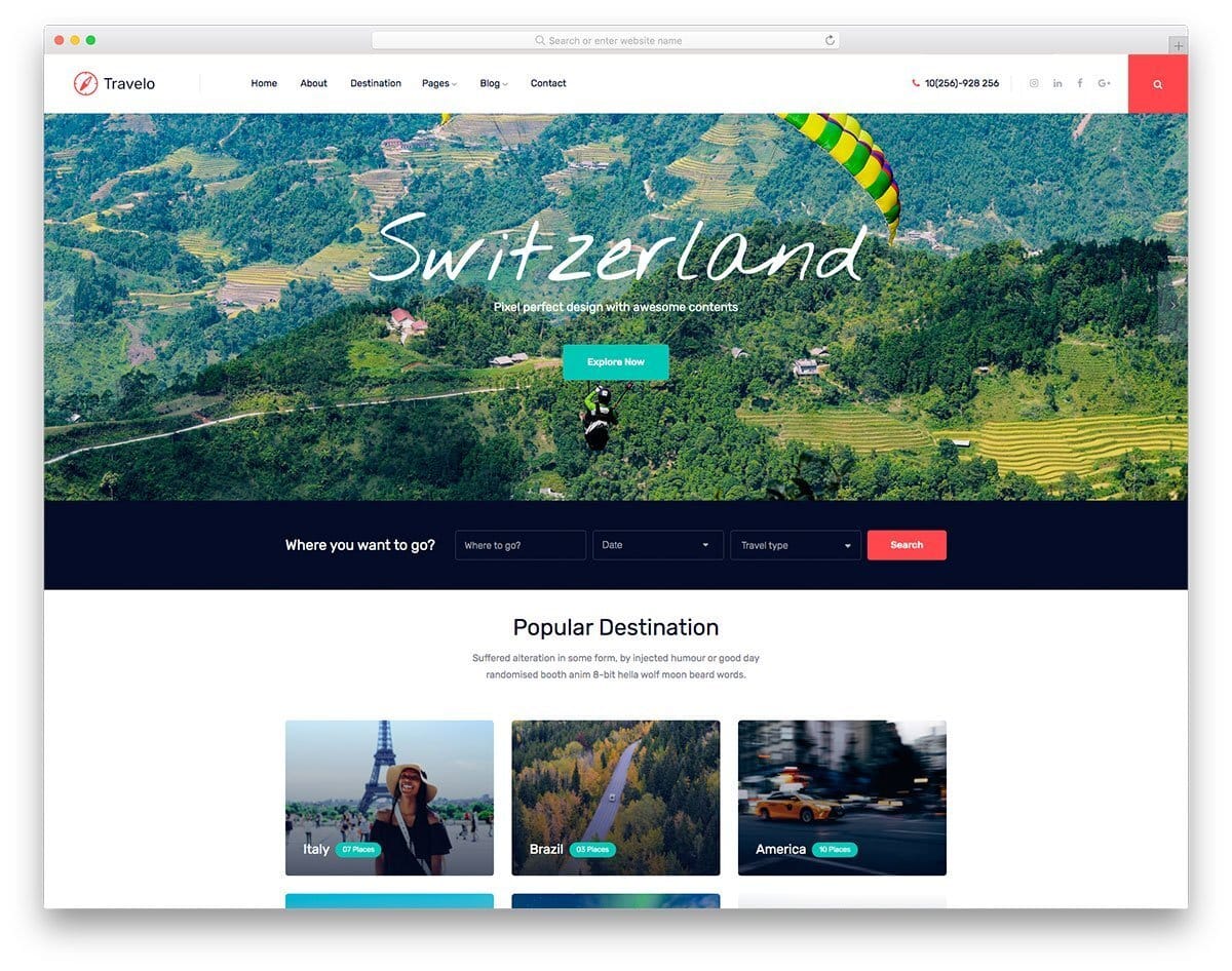 image-rich travel website template