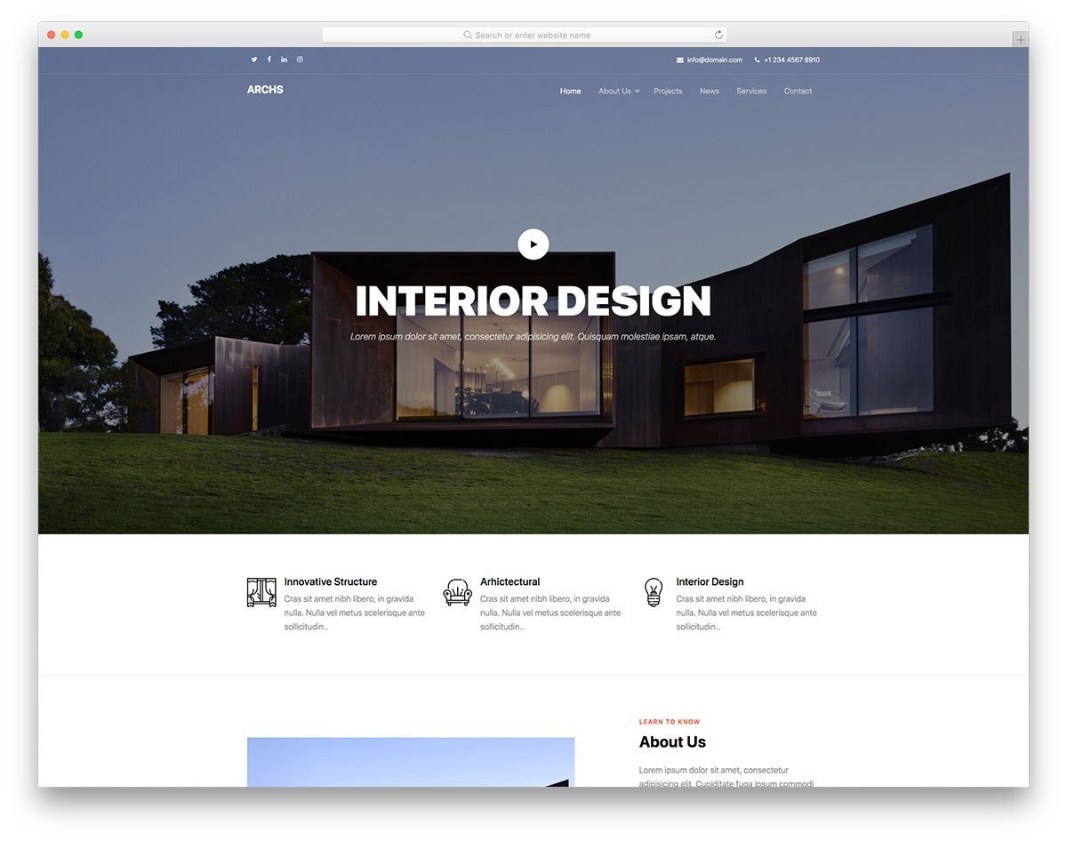 one-page website template for architects