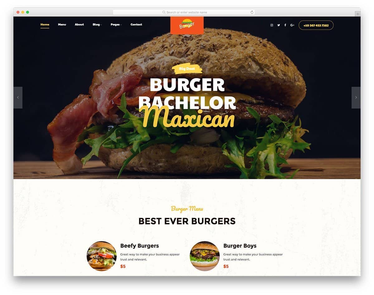 fast-food restaurant website template