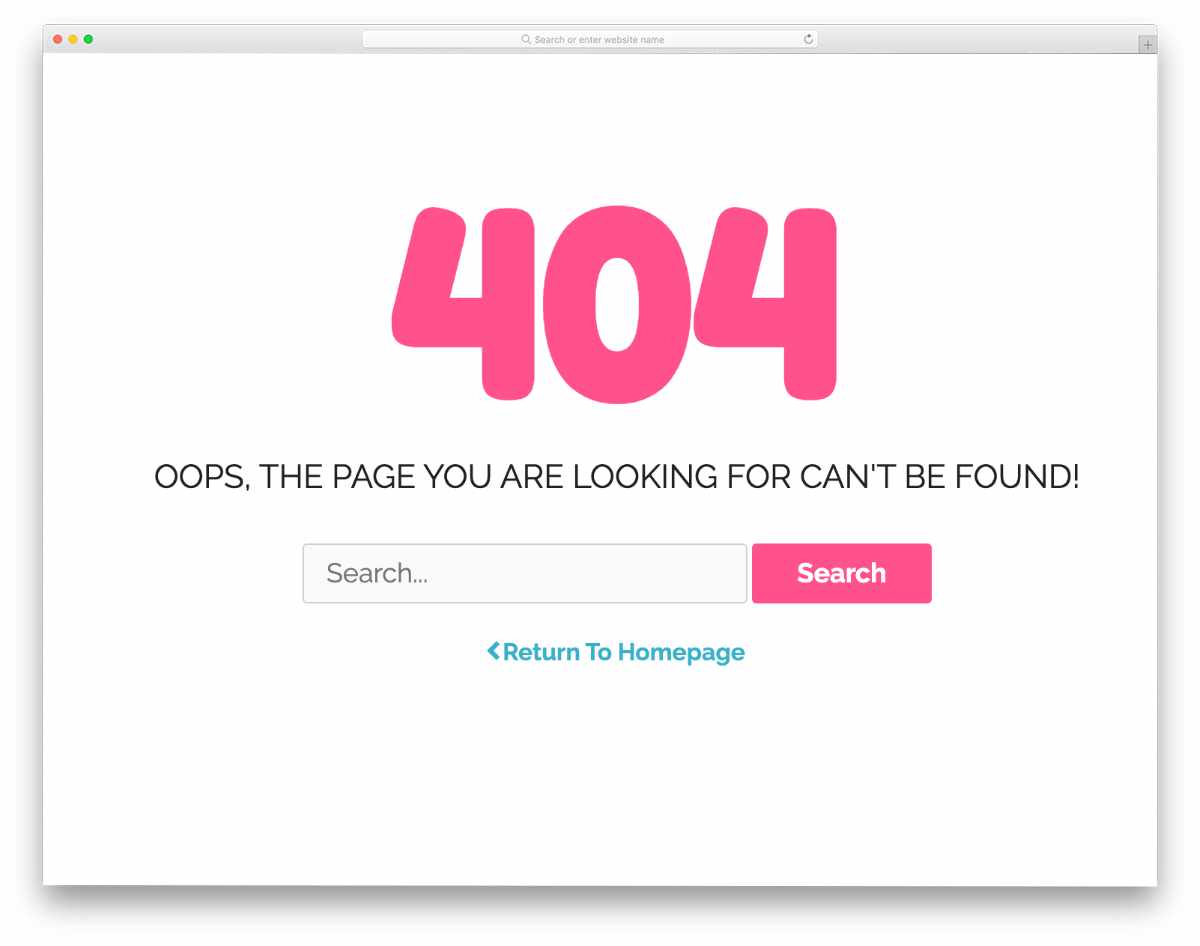 error page with search options