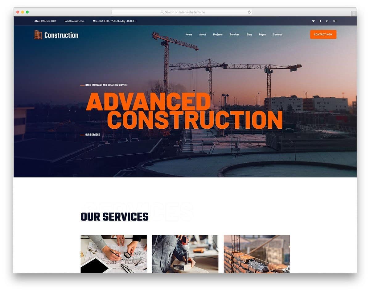 website template for big construction companies