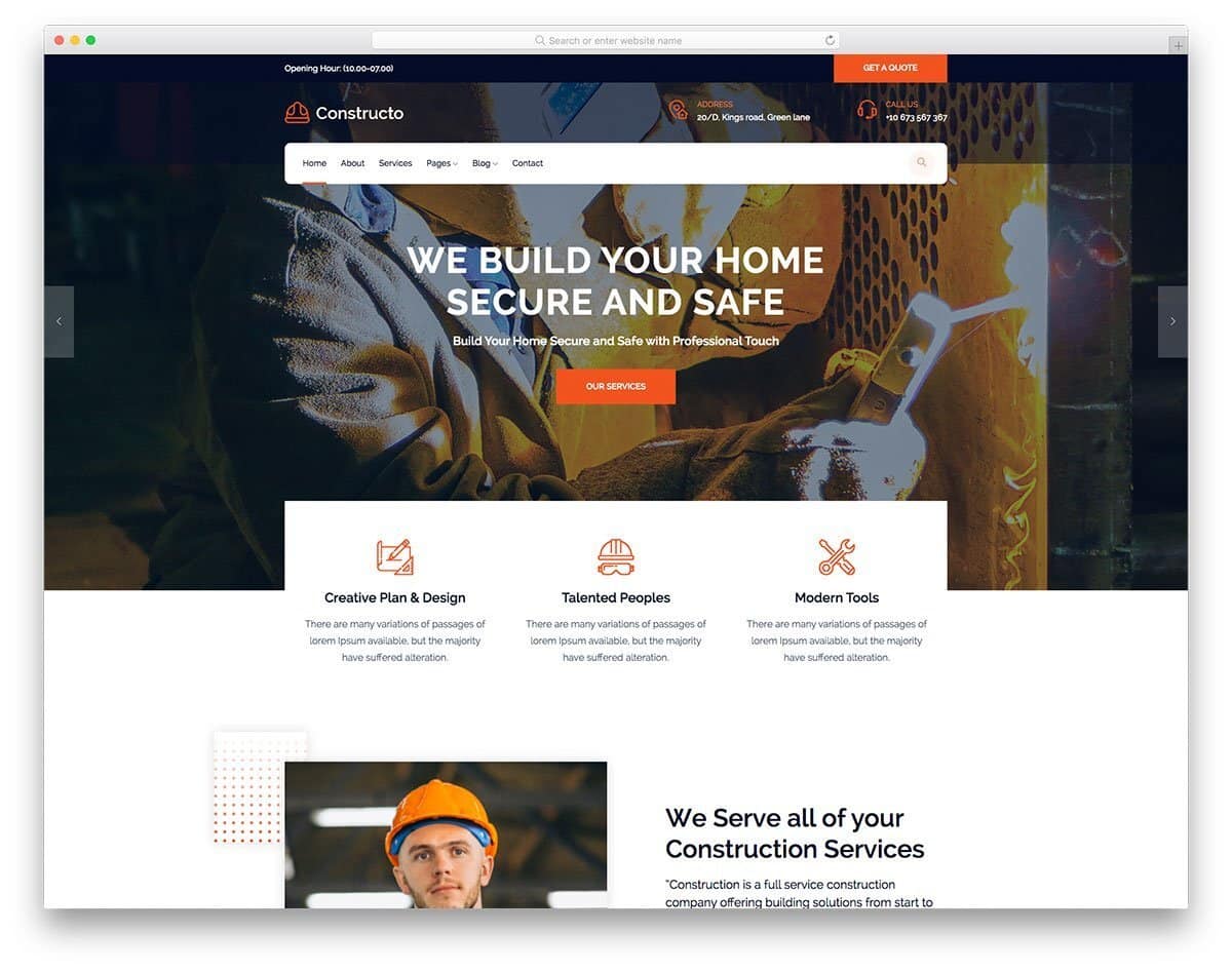 modern construction website template