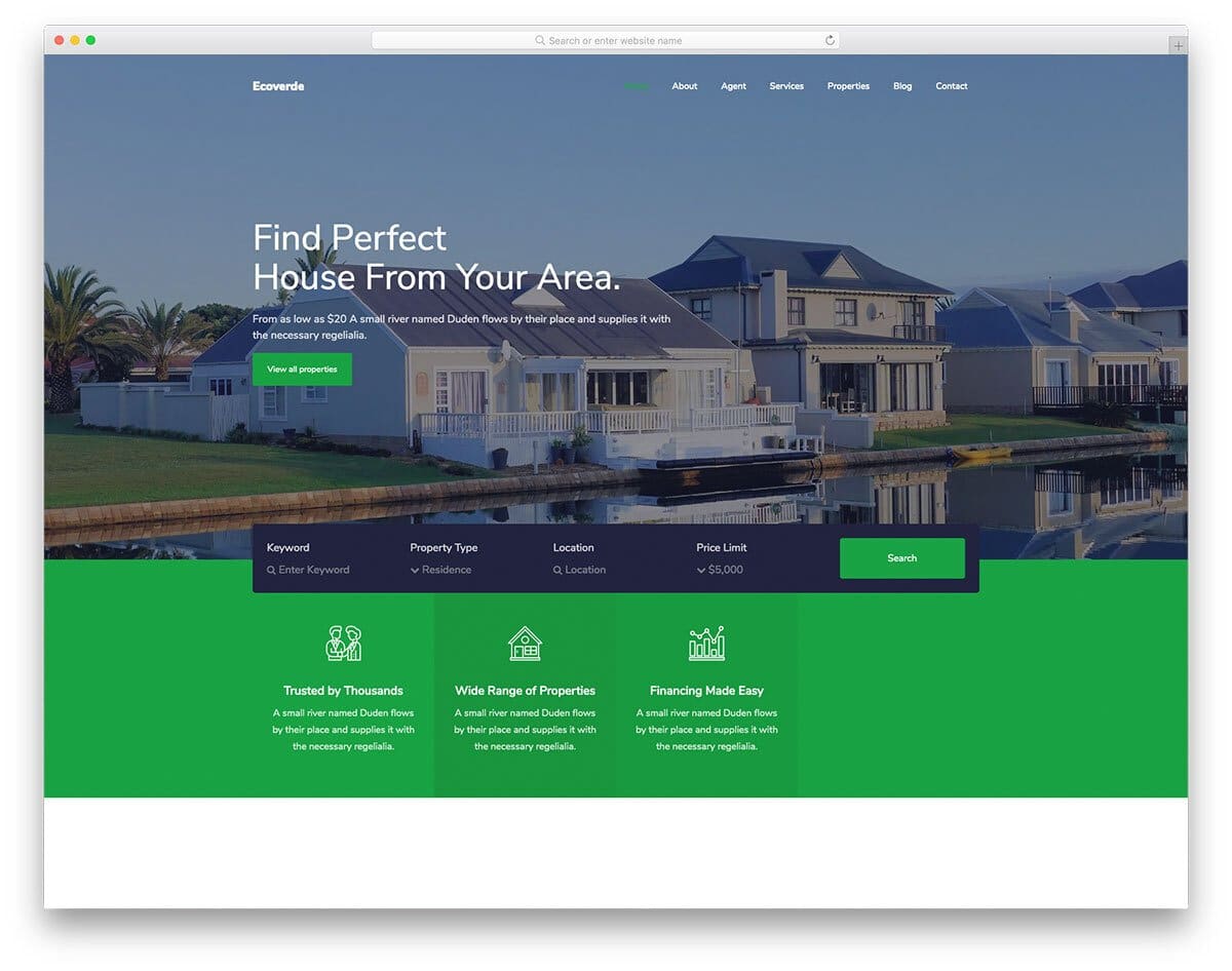 professional-looking real estate website template to clearly explain your services
