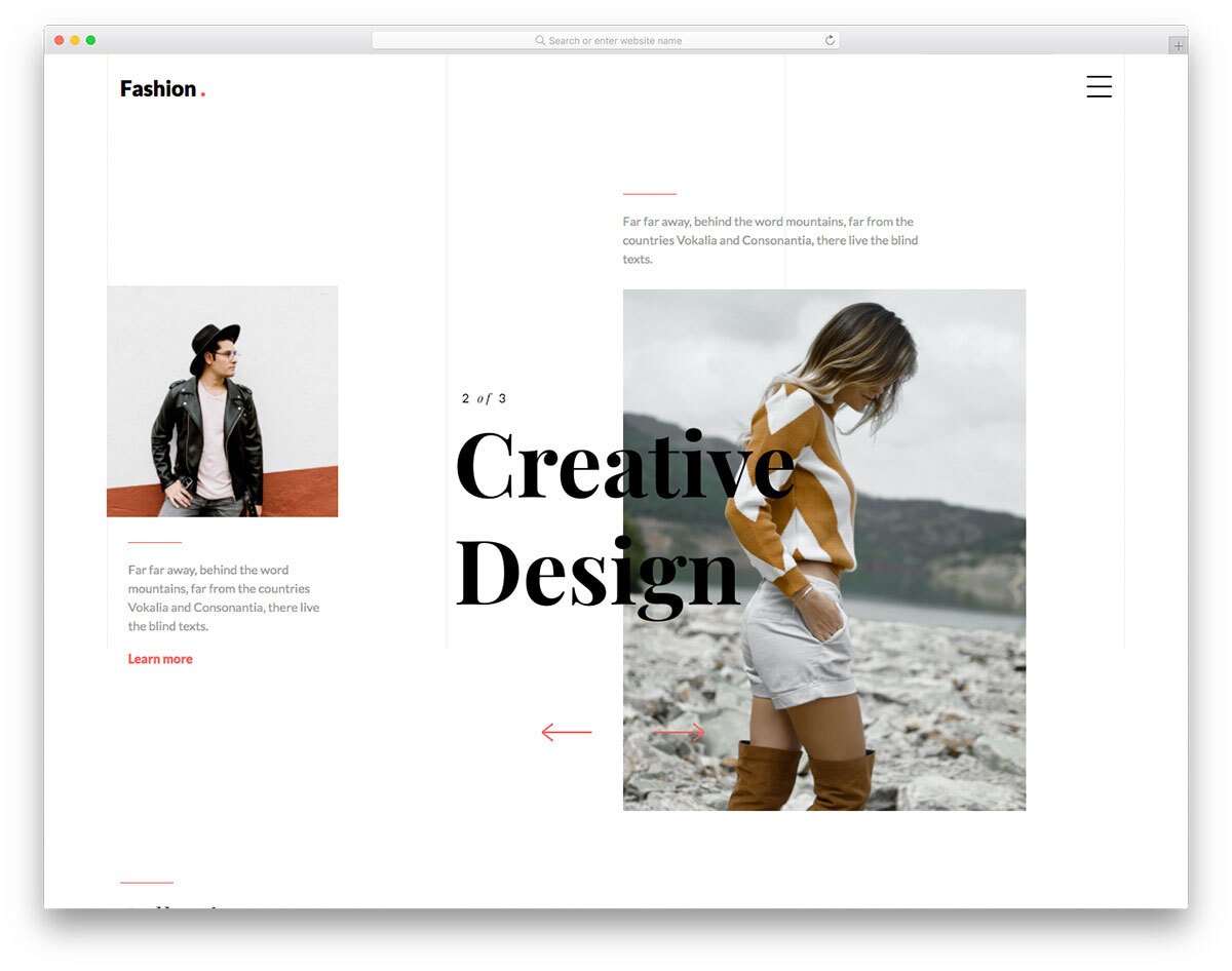 fashion website template with a creative design