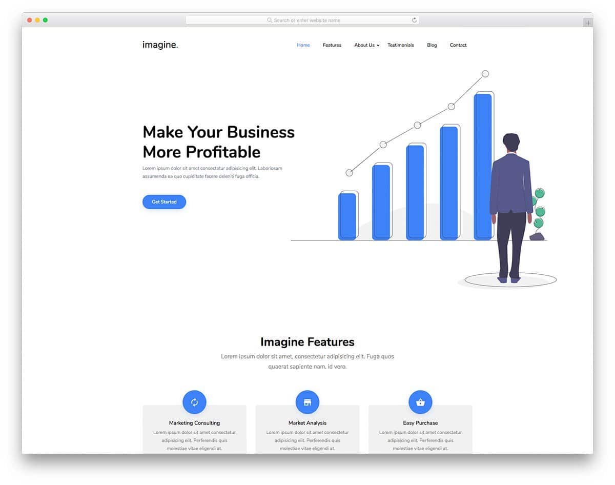 clean business landing page