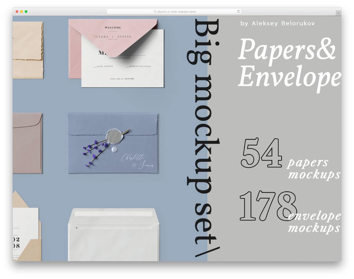 all types of envelope and paper mockup set