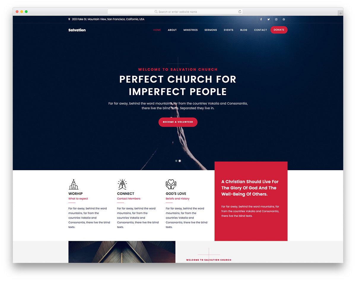 church website template with a sleek design