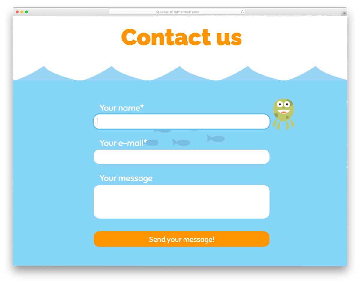 animated underwater contact form concept