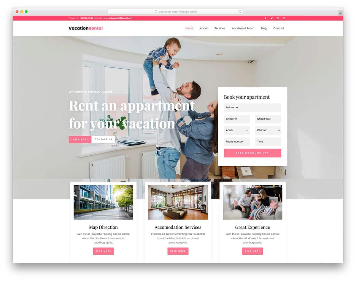hotel booking and rental website template