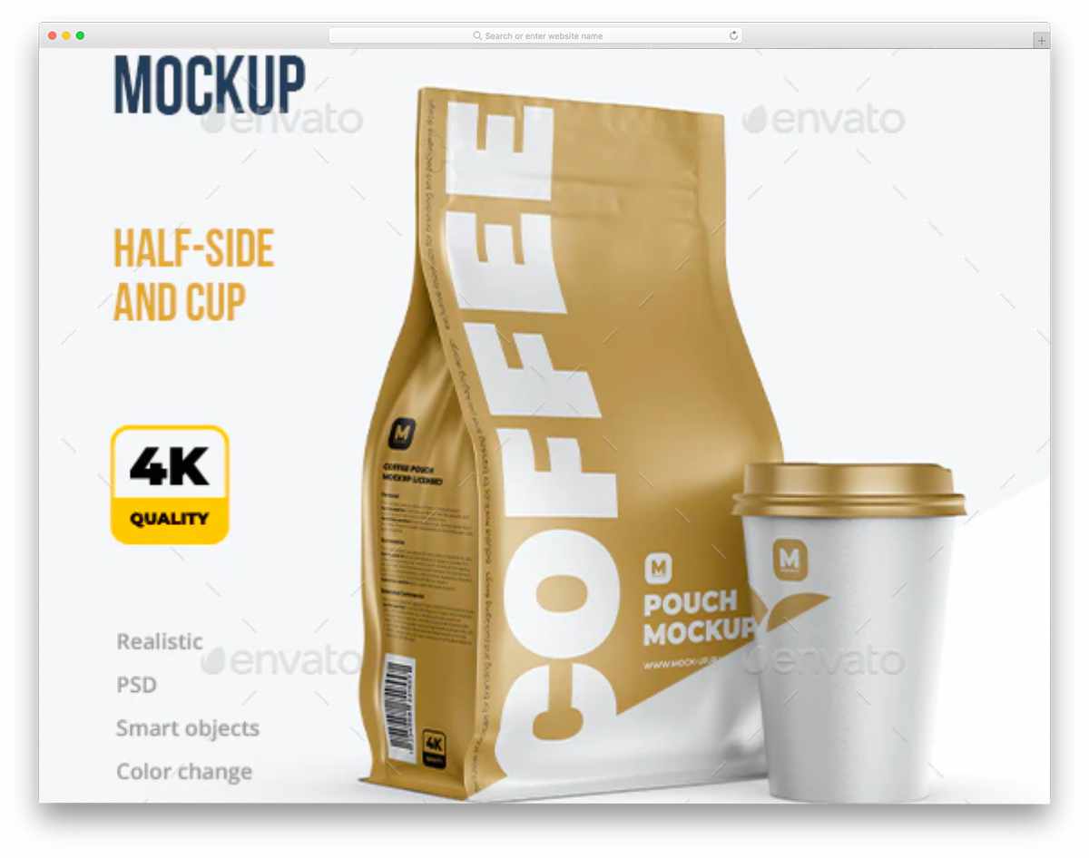 ziplock pack and coffee cup mockup