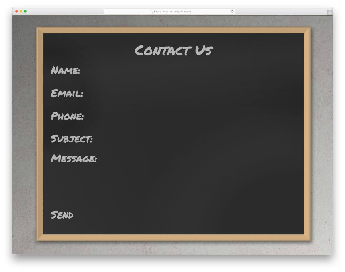 blackboard concept bootstrap contact form