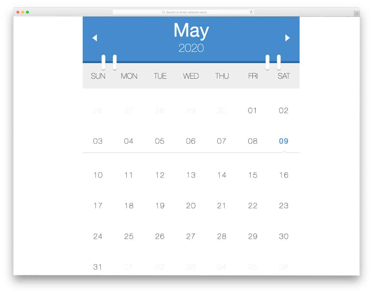 clean easy to interact calendar