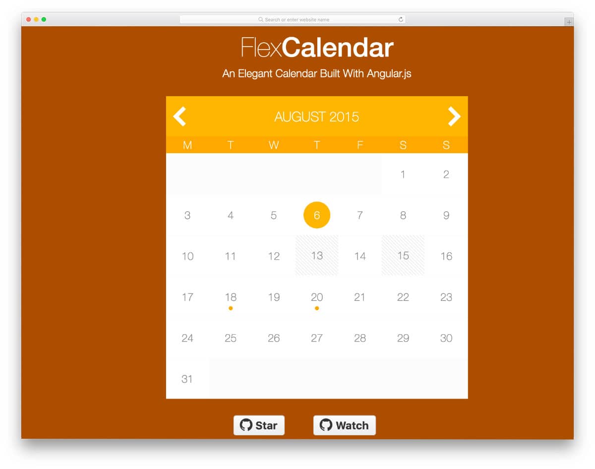 HTML calendar with basic functions