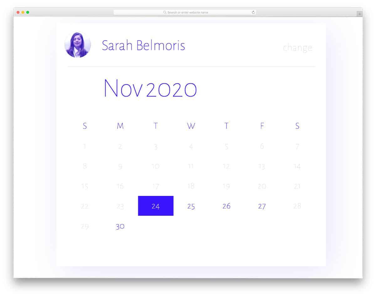 modern bootstrap calendar example for booking forms