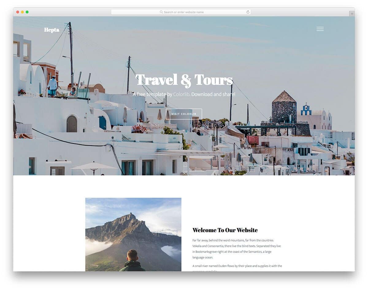 ultra-clean free travel agency website template