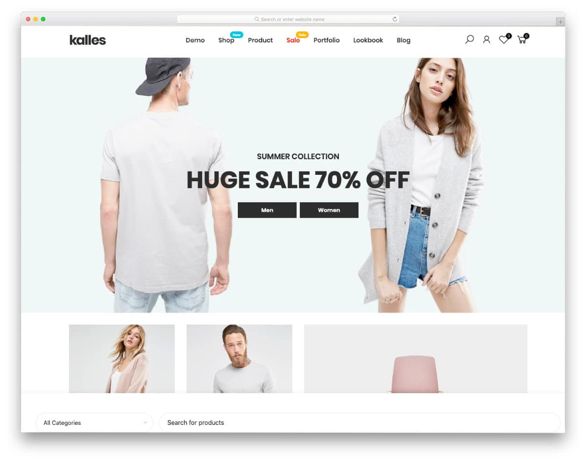 clean layout Shopify themes