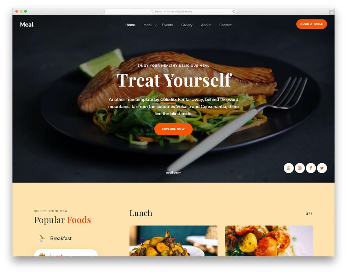 restaurant web design template