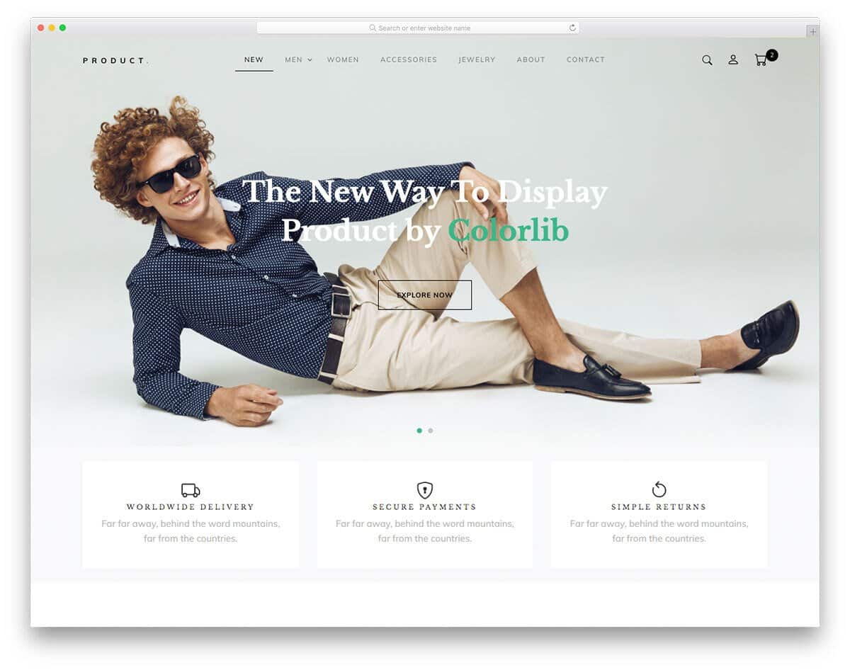 product-focused free shopping website template