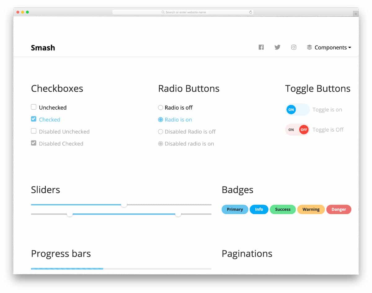 UI kit with simple CSS checkbox design