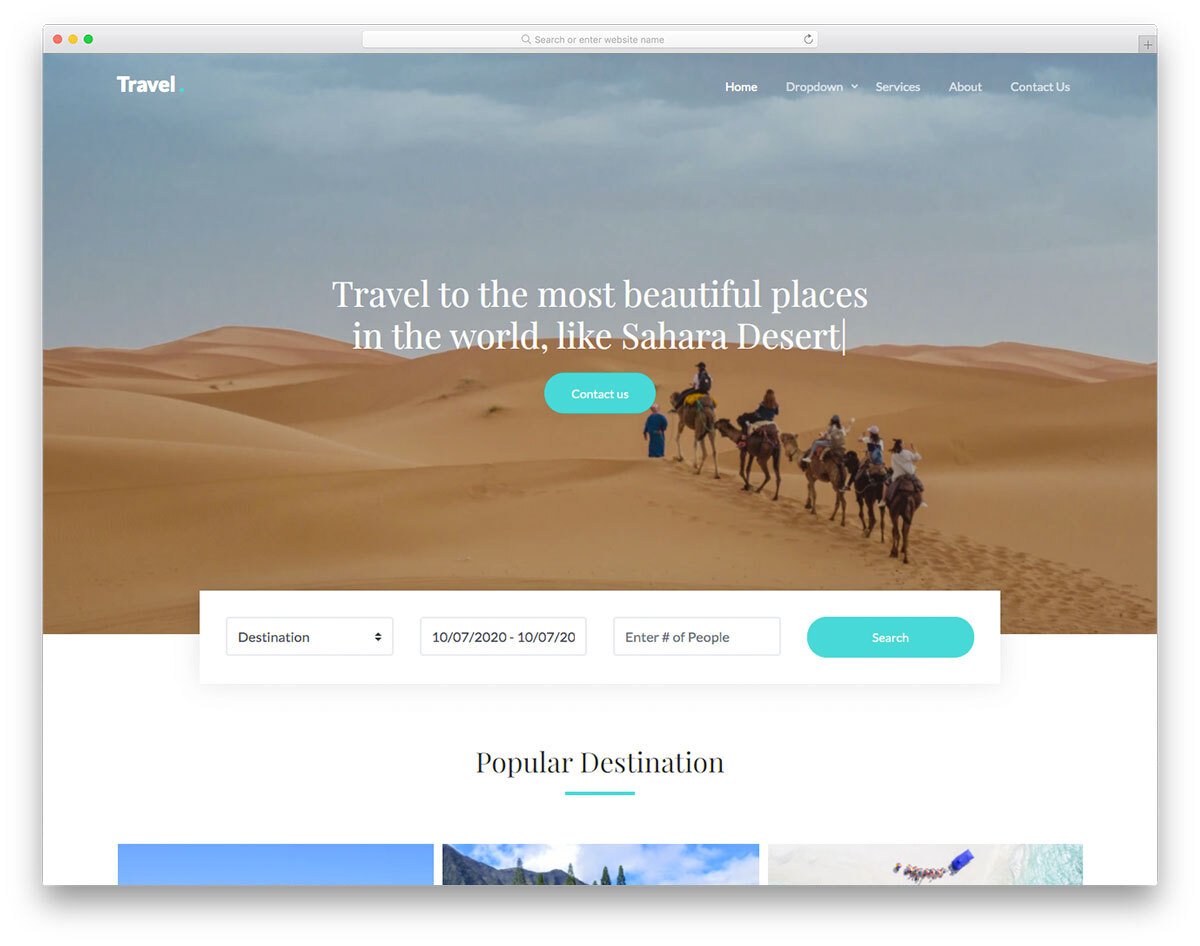 clean website template for travel websites