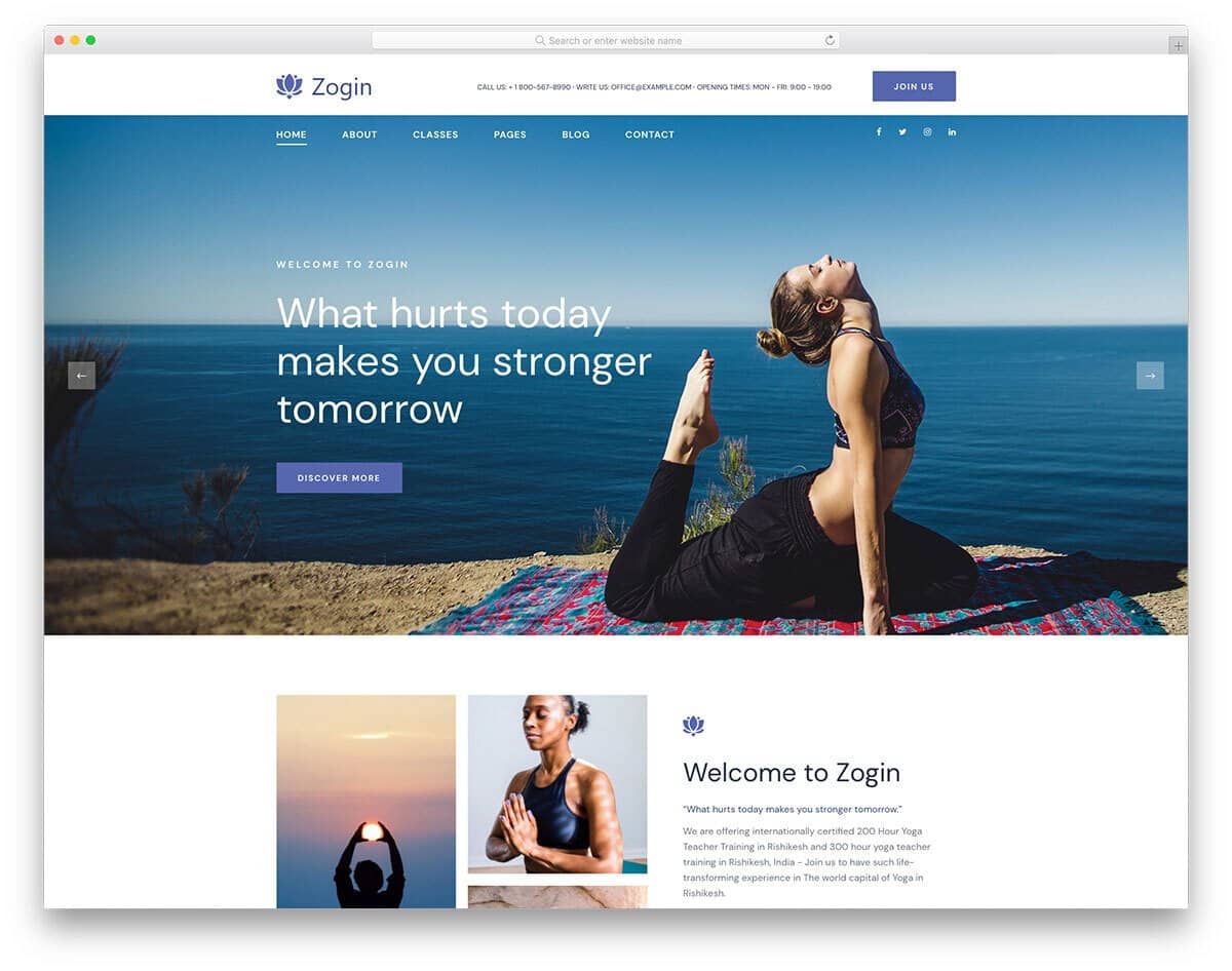 free yoga website template with a relaxing design