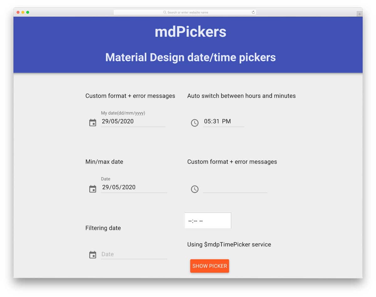 material design date picker