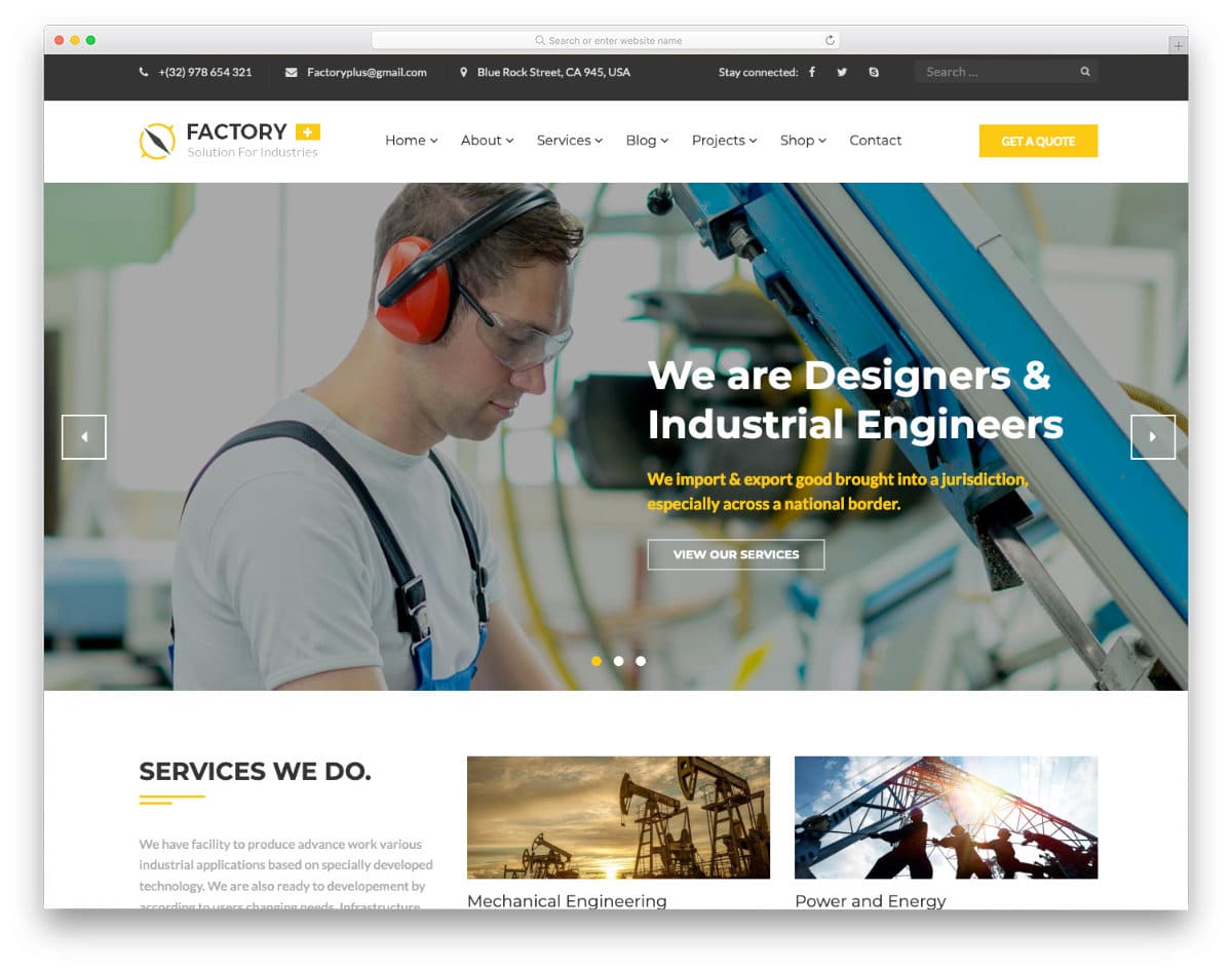 industrial work website template
