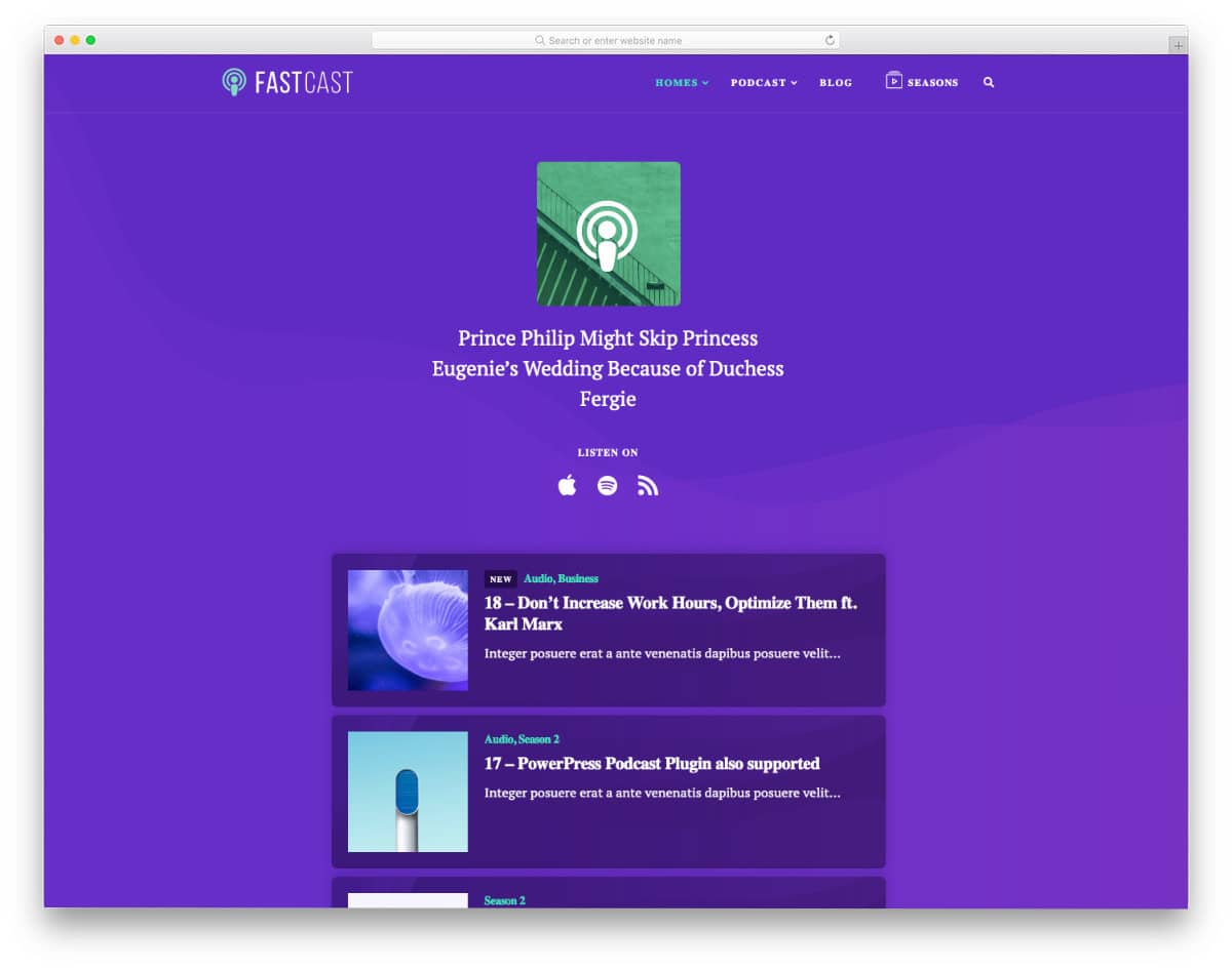 one page podcast website templates