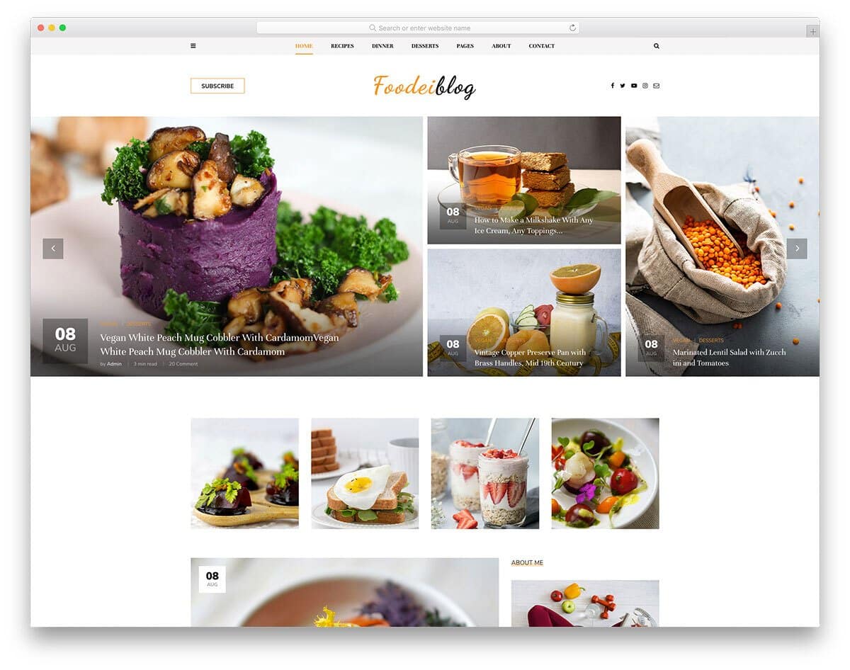 free bootstrap blog template for food blog