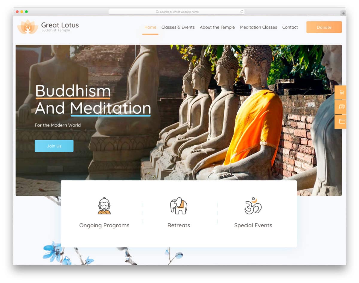 religious website template for buddhist