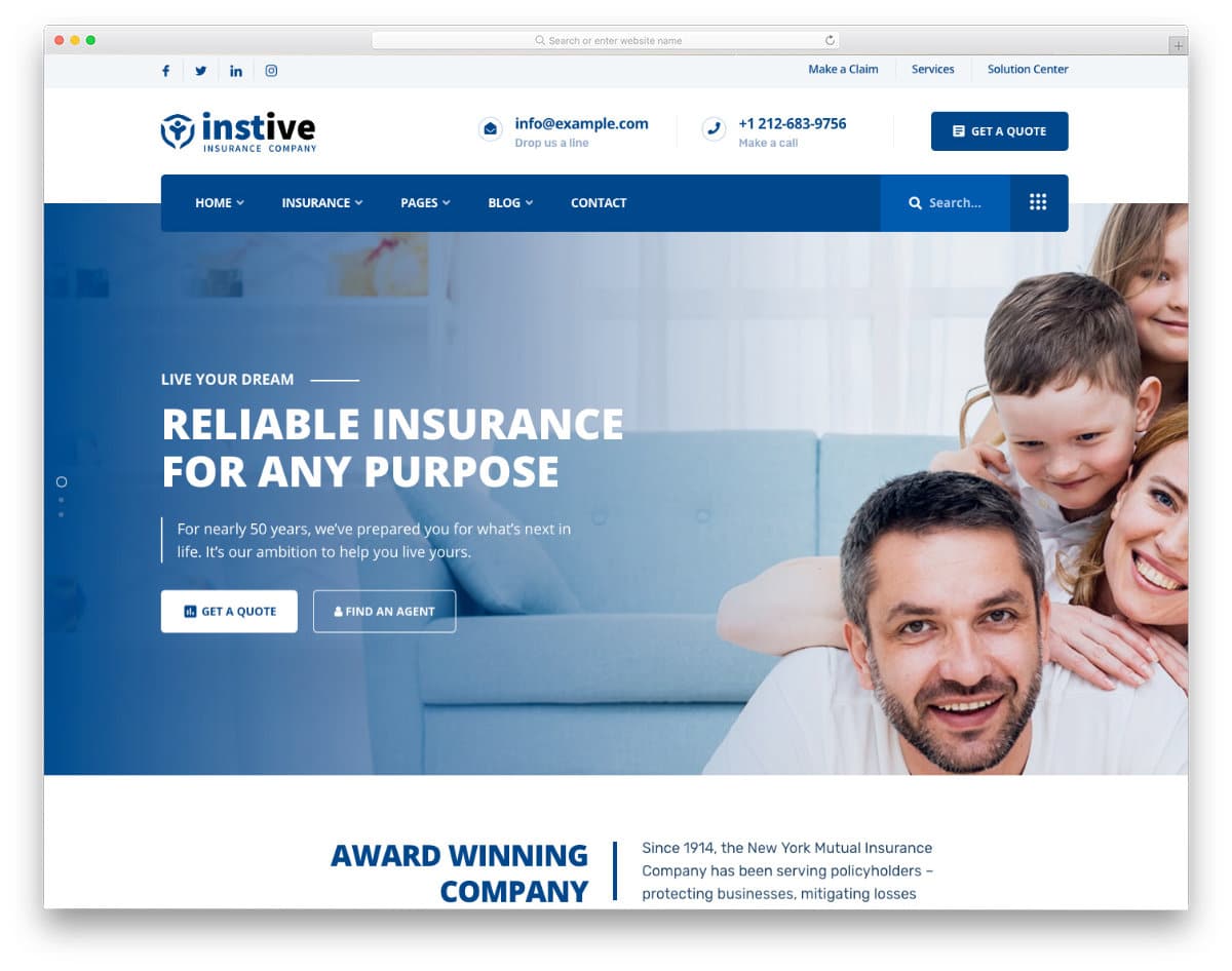 pure insurance website templates